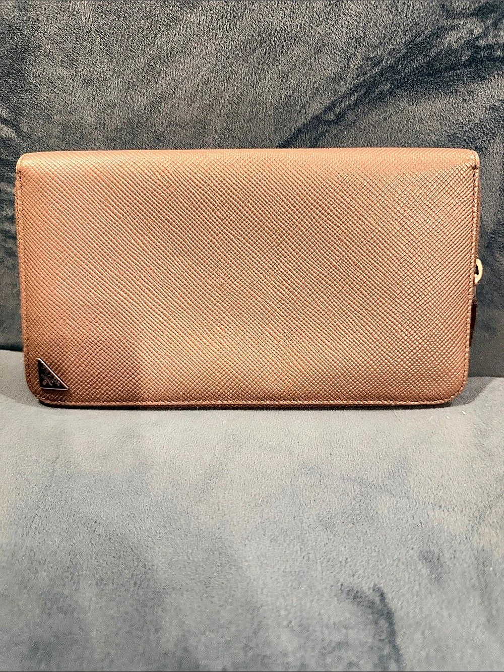 Prada Saffiano Leather Zip-Around Wallet Brown & Yellow